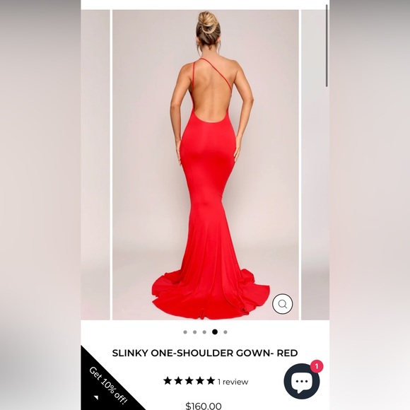 Moda Glam Slinky One Shoulder Gown Red - Picture 2 of 9